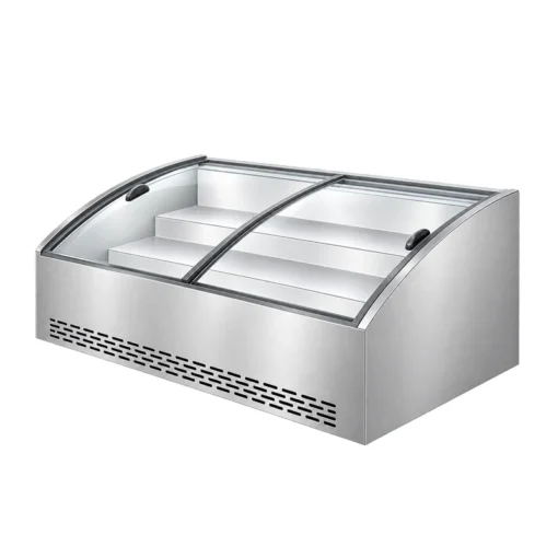 commercial tiered refrigerated ice display merchandiser