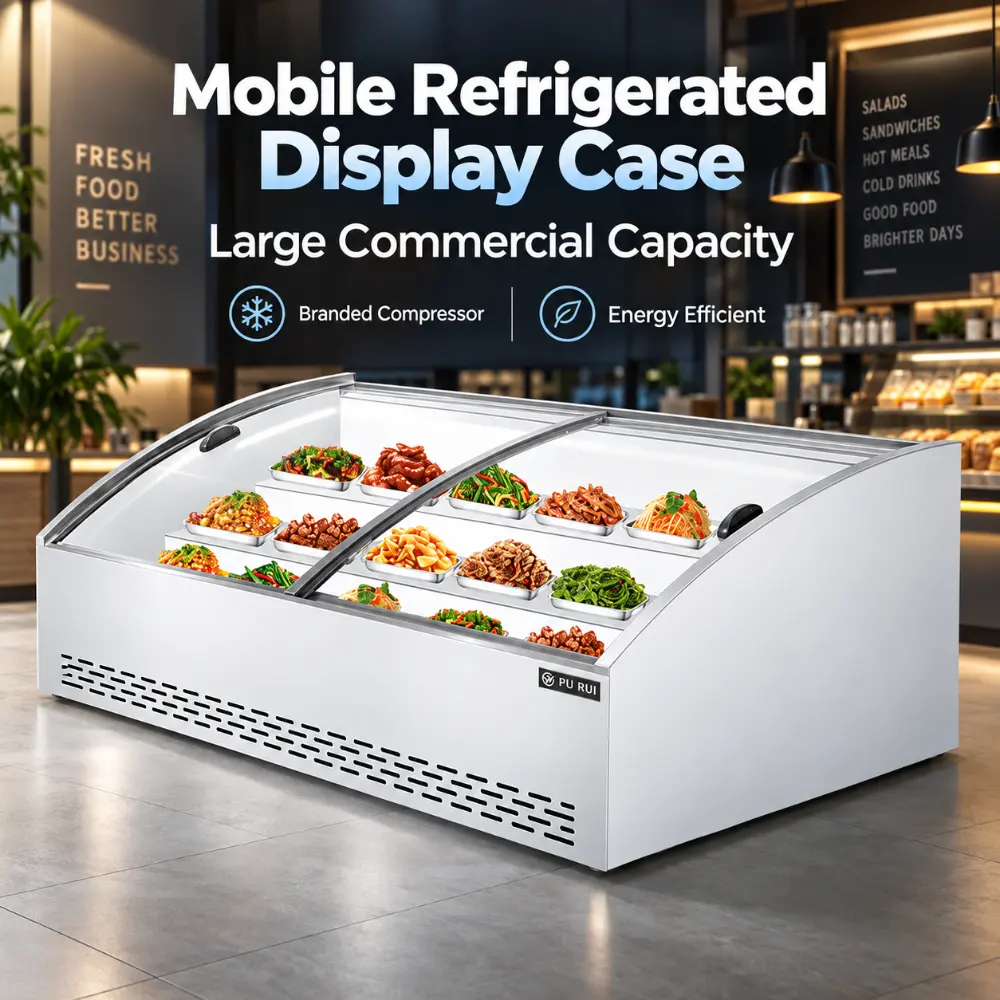commercial tiered refrigerated ice display merchandiser