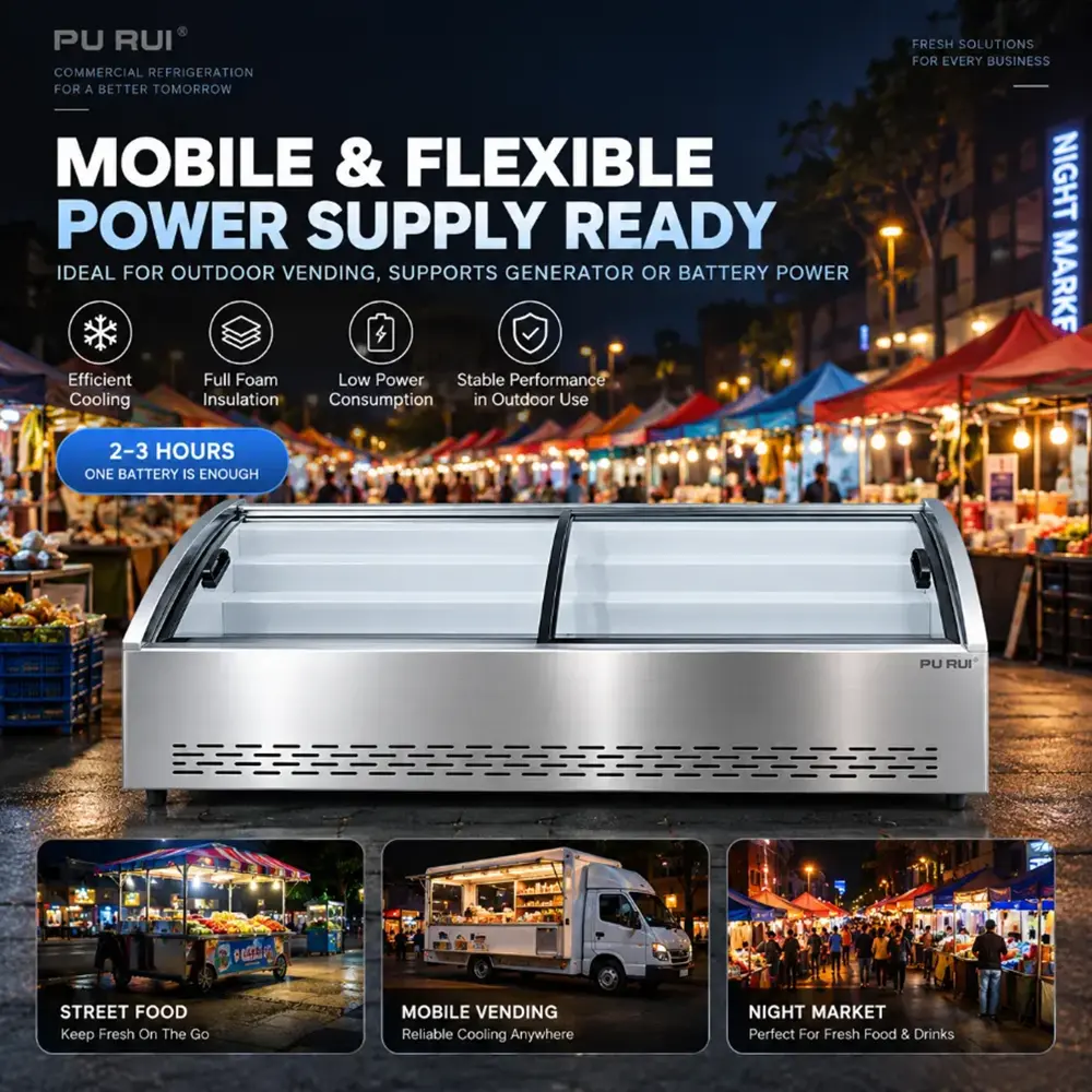 commercial tiered refrigerated ice display merchandiser