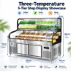 commercial triple temperature 5/6 tier deli, seafood & bbq refrigerated display counter