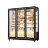 commercial upright cake display refrigerator with panoramic glass doors