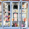 commercial upright cake display refrigerator with panoramic glass doors