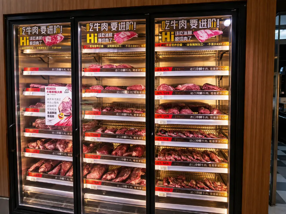large capacity dry aging meat display cabinet with glass door | commercial beef aging refrigerator