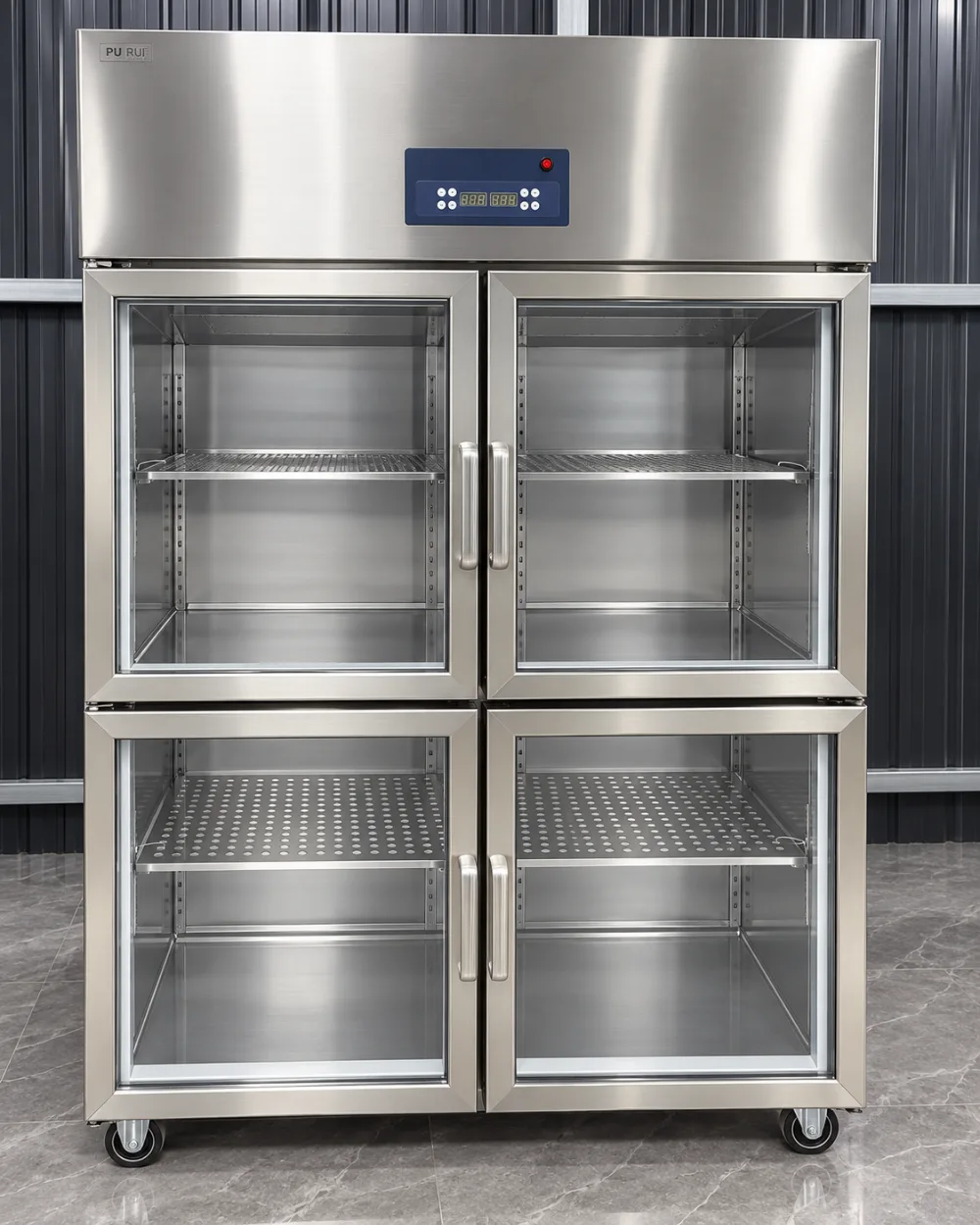 large capacity dual temperature commercial glass door display refrigerator