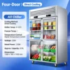 large capacity dual temperature commercial glass door display refrigerator