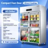 large capacity dual temperature commercial glass door display refrigerator