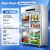 large capacity dual temperature commercial glass door display refrigerator