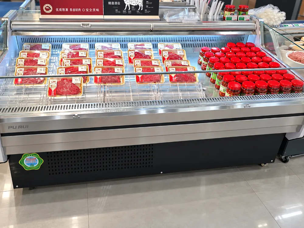 sliding glass lid meat display showcase, direct cooling commercial deli refrigerated counter