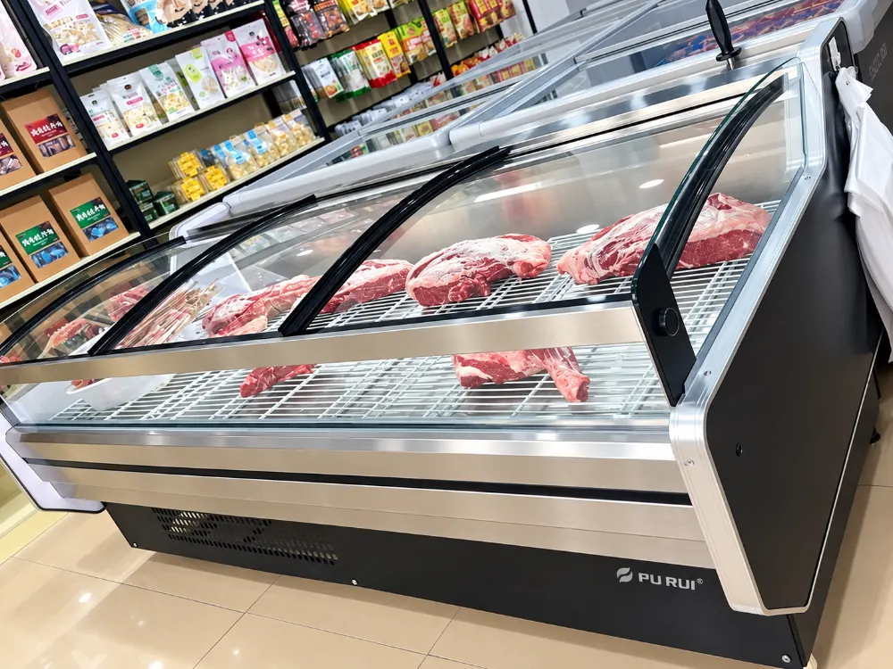sliding glass lid meat display showcase, direct cooling commercial deli refrigerated counter