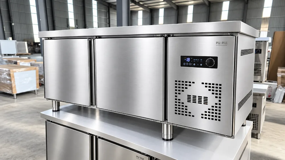stainless steel fresh keeping refrigerated counter & kitchen freezer worktable