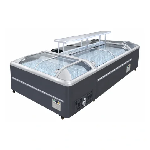 supermarket curved glass display freezer with sliding lids