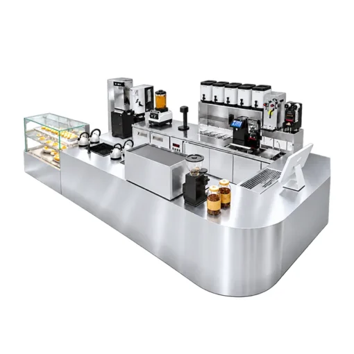 all in one bubble tea shop solution with stainless steel counters & equipment