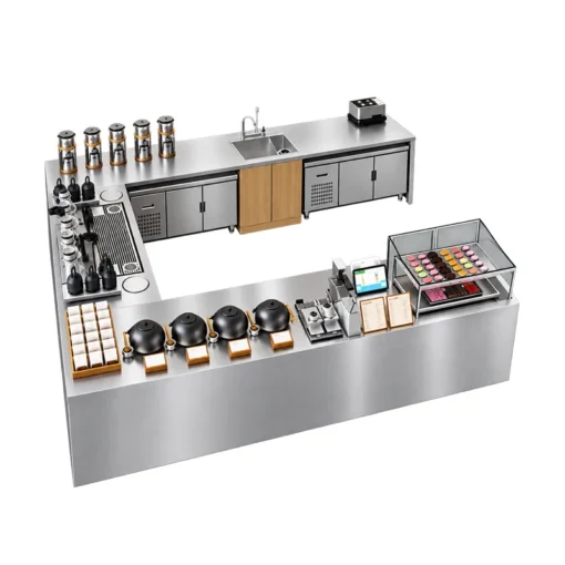 all in one tea house solution with stainless steel counters & equipment