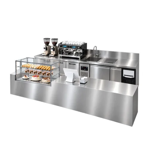 all in one café & bakery solution with stainless steel counters & equipment