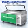 commercial countertop refrigerated pizza prep station