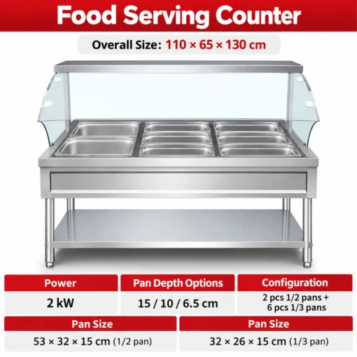 commercial electric food warming serving counter