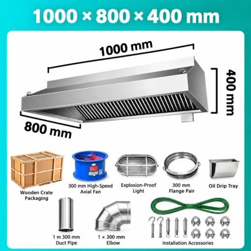 commercial heavy duty stainless steel exhaust hood