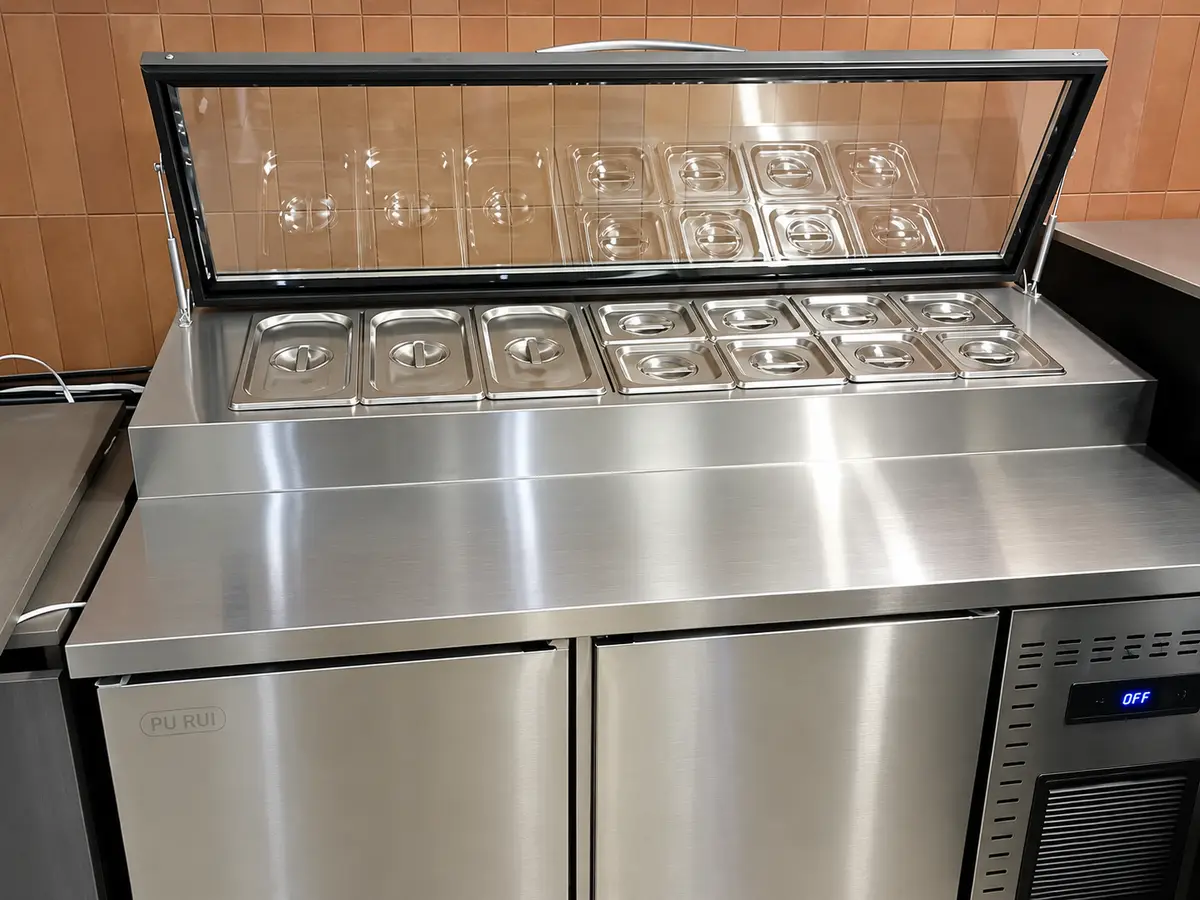commercial refrigerated salad & fruit display case