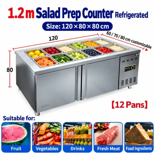 commercial refrigerated salad prep counter