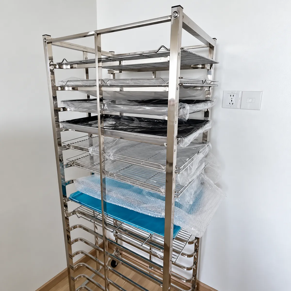 commercial stainless steel gn pan rack trolley