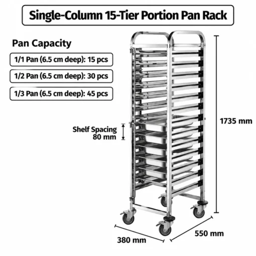 commercial stainless steel gn pan rack trolley