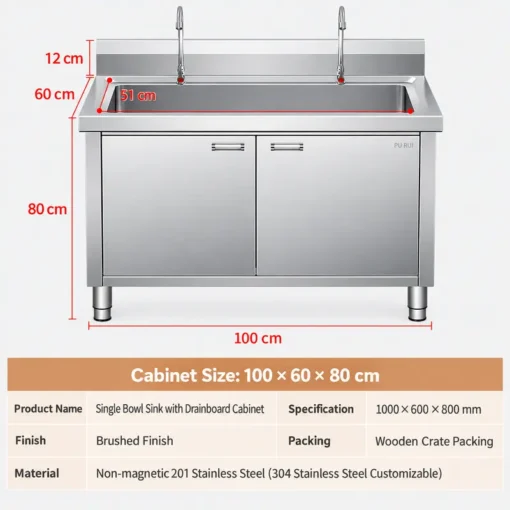 commercial stainless steel kitchen sink cabinet