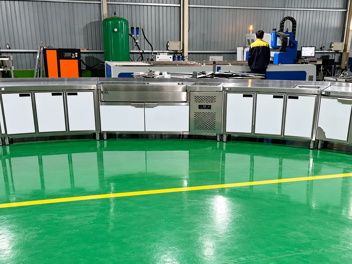 custom stainless steel refrigerated cocktail bar station