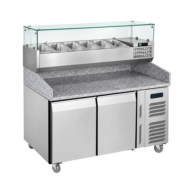 marble top refrigerated pizza & salad prep table