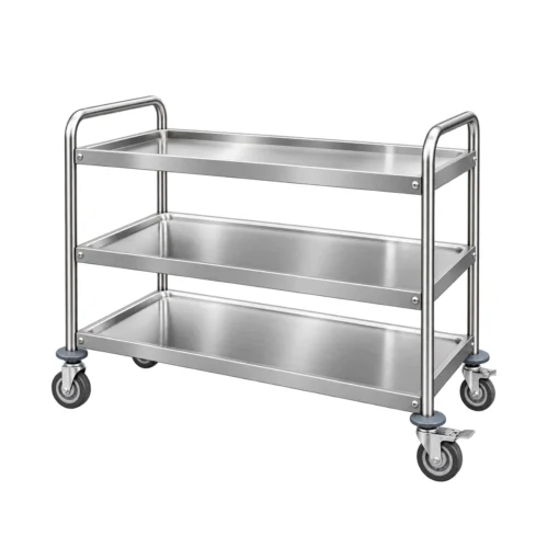 stainless steel mobile dish collection trolley