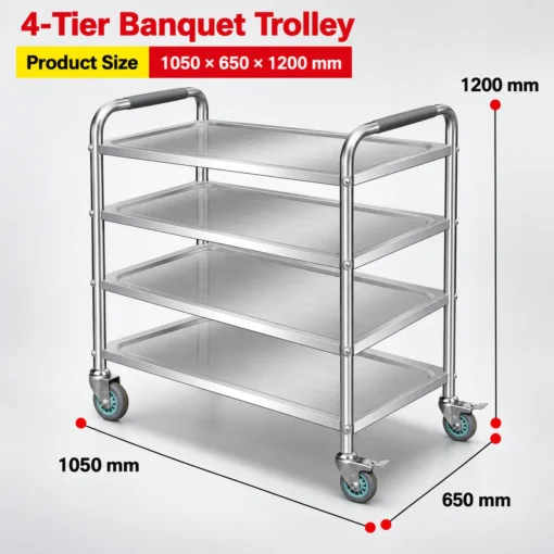 stainless steel mobile dish collection trolley
