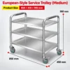 stainless steel mobile dish collection trolley