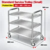stainless steel mobile dish collection trolley